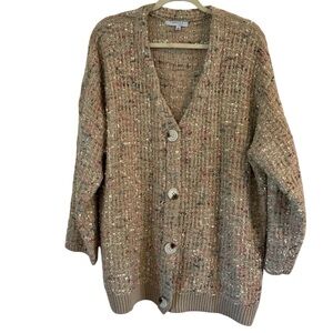 Women’s FavLux Sparkly Confetti Multicolored Knit Oversized Button Up Cardigan M